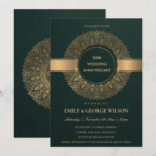 GROENE FAUX GOLD MANDALA JAAR 50E JUBILEUM KAART