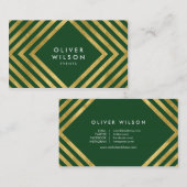 Groene Faux Gold Social Media Elegant Geometric Visitekaartje (Voorkant / Achterkant)