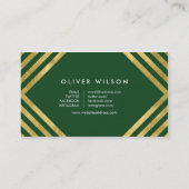 Groene Faux Gold Social Media Elegant Geometric Visitekaartje (Achterkant)