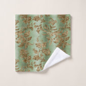 Groene Faux Gouden Fluweel Elegante Badkamer Bad Handdoek (Wasdoekje)