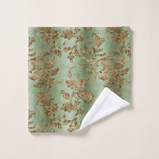 Groene Faux Gouden Fluweel Elegante Badkamer Bad Handdoek (Wasdoekje)