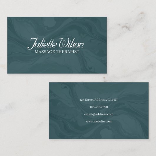 Groene faux marmeren oppervlaktetextuur visitekaartje (Voorkant / Achterkant)