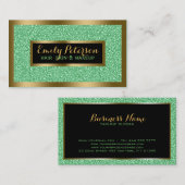 Groene Fax Glitter Gouden Accenten Make-up Visitekaartje (Voorkant / Achterkant)