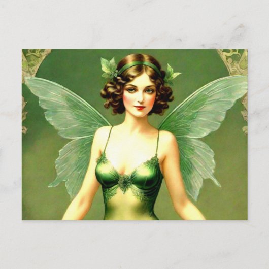 Groene fee in 1920-stijl briefkaart (Voorkant)