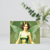 Groene fee in 1920-stijl briefkaart (Staand voorkant)