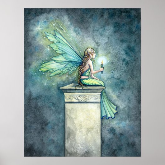 Groene Fee Kaars Kunst Poster Print (Voorkant)