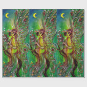 GROENE FEE MET GOUDEN ZILVEREN SPRANKELS IN MAANLI CADEAUPAPIER (Vlak)