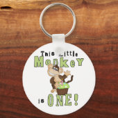 Groene Feestaap 1e Verjaardag Tshirts en geschenke Sleutelhanger (Voorkant)