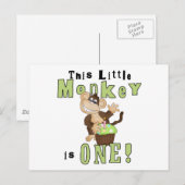 Groene Feestaap 1e Verjaardag Tshirts en geschenke Uitnodiging Briefkaart (Voorkant / Achterkant)