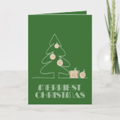 Groene feestdag met vrolijke kerstbomen kaart (Voorkant)