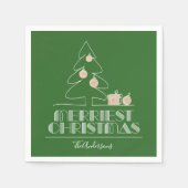 Groene feestdag met vrolijke kerstbomen servet (Voorkant)