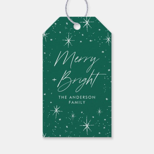 Groene feestdag voor Merry en BrightStor Script Cadeaulabel (Voorkant)