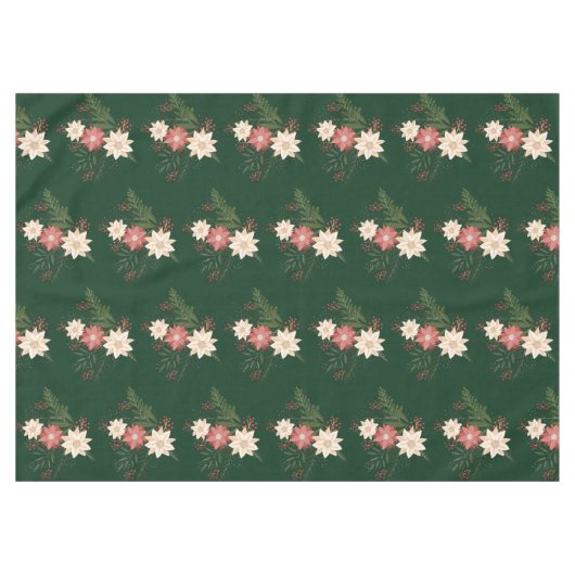 Groene Feestelijke Botanische Kerstvakantie Tafelkleed (Voorkant (Horizontaal))