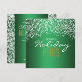 Groene feestelijke glitter sparkle uitnodiging (Voorkant / Achterkant)