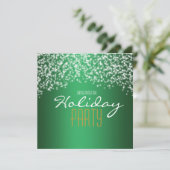 Groene feestelijke glitter sparkle uitnodiging (Staand voorkant)