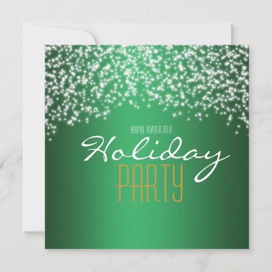 Groene feestelijke glitter sparkle uitnodiging (Voorkant)