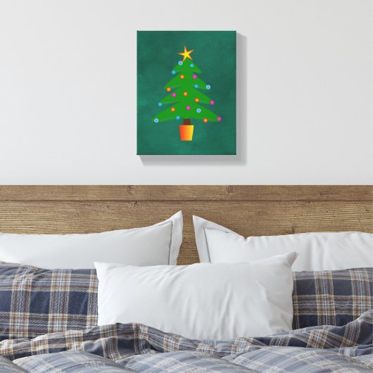 Groene feestelijke kerstboom canvas afdruk (Insitu (Slaapkamer))