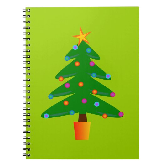 Groene feestelijke kerstboom notitieboek (Voorkant)