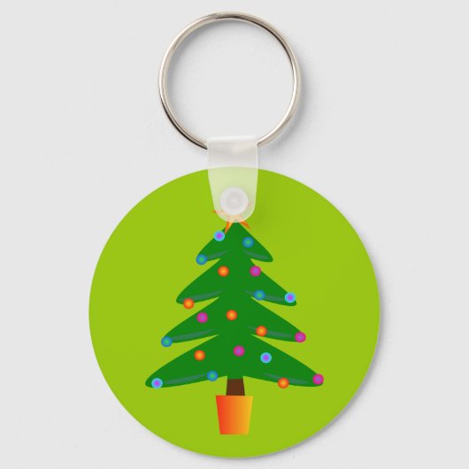 Groene feestelijke kerstboom sleutelhanger (Voorkant)