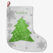 Groene feestelijke kerstboom stoppen grote kerstsok (Voorkant)