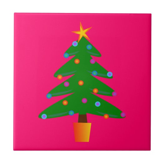 Groene feestelijke kerstboom tegeltje (Voorkant)
