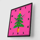 Groene feestelijke kerstboom vierkante klok (Hoek)
