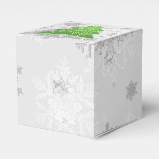 Groene feestelijke kerstboom voor gevechten bedankdoosjes (Voorkant Zijde)