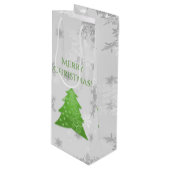 Groene feestelijke kerstboom Wine Gift Bag Wijn Cadeautas (Voorkant Gekanteld)