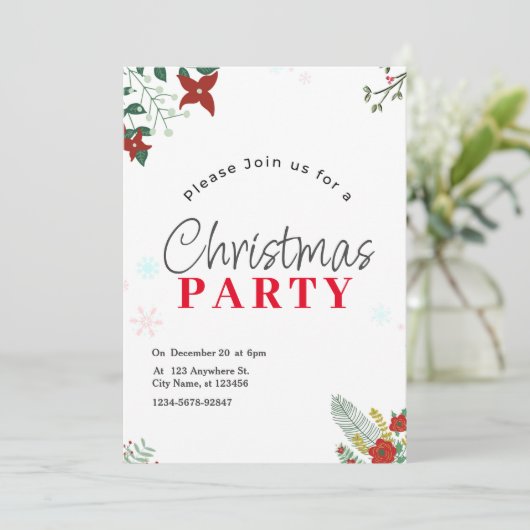 Groene feestelijke kerstfeest uitnodiging (Staand voorkant)