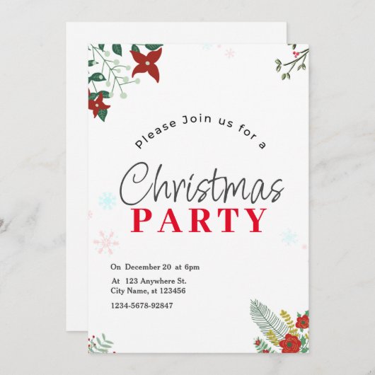 Groene feestelijke kerstfeest uitnodiging (Voorkant / Achterkant)