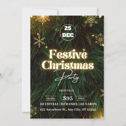 Groene Feestelijke Kerstfeest Uitnodiging (Voorkant)