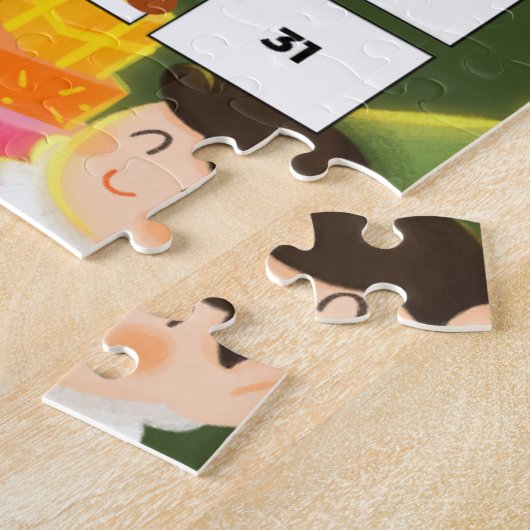 Groene Feestelijke Kerstmis Bingo Jigsaw Puzzel (Zijkant)