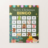Groene Feestelijke Kerstmis Bingo Jigsaw Puzzel (Verticaal)
