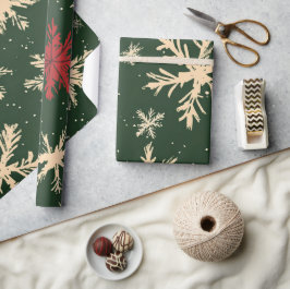 Groene feestelijke kerstpatronen Wrappi Cadeaupapier