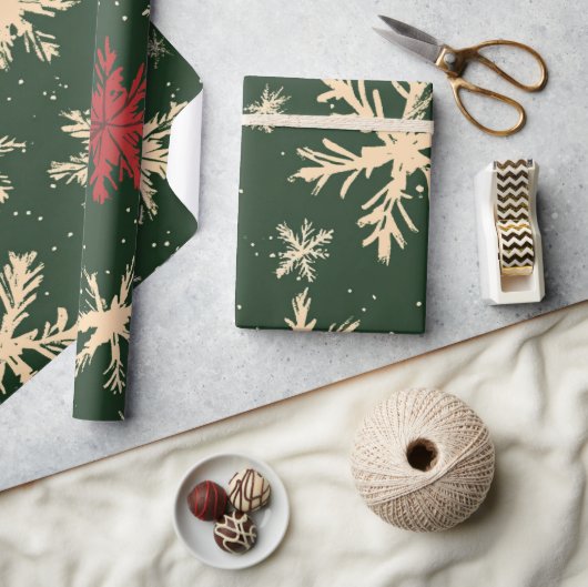 Groene feestelijke kerstpatronen Wrappi Cadeaupapier (Crafts)