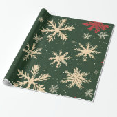 Groene feestelijke kerstpatronen Wrappi Cadeaupapier (Uitgerold)