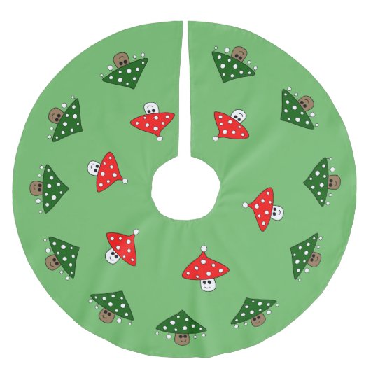 Groene feestelijke paddenstoelen boomrok kerstboom rok (Voorkant)
