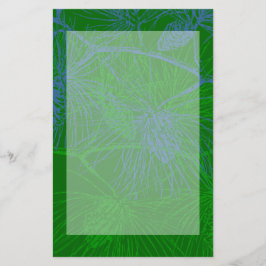 Groene feestnamepatroon platte fabriek briefpapier