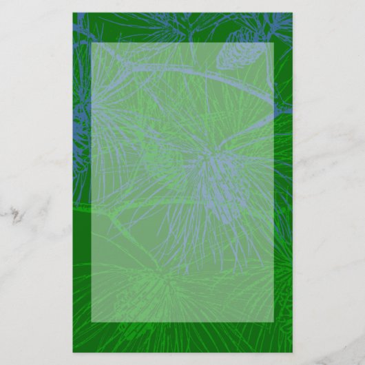 Groene feestnamepatroon platte fabriek briefpapier (Voorkant)