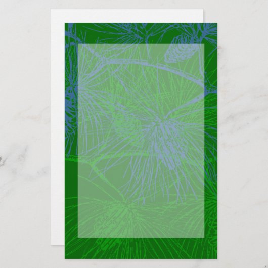 Groene feestnamepatroon platte fabriek briefpapier (Voorkant / Achterkant)