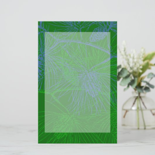 Groene feestnamepatroon platte fabriek briefpapier (Staand voorkant)