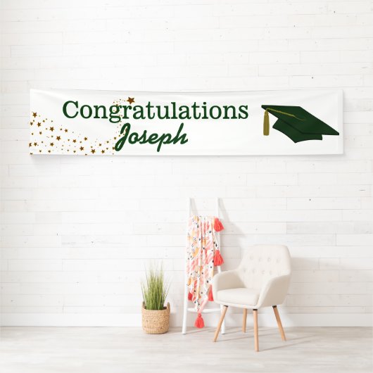 Groene felicitaties Afstuderen banner (Insitu)