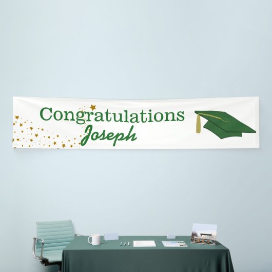Groene felicitaties Afstuderen banner (Beurs)