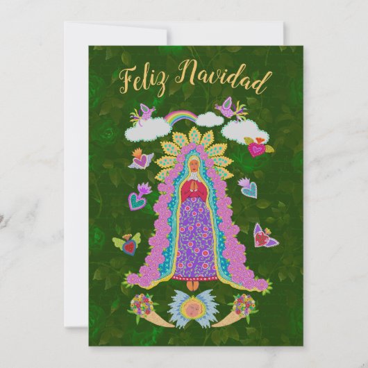 Groene Feliz Navidad Kerstvrouw van Guadalupe (Voorkant)