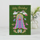 Groene Feliz Navidad Kerstvrouw van Guadalupe (Staand voorkant)