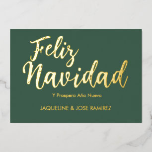 Groene Feliz Navidad Spaanse Goud Folie Kerstkaart Feestdagenkaart