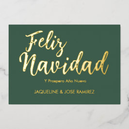 Groene Feliz Navidad Spanish Gold Foil Vakantie Ka Folie Feestdagenkaart