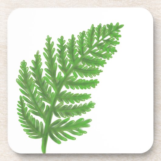 Groene fern, groene bladeren, botanische patronen bier onderzetter (Voorkant)