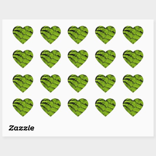 Groene fern hart sticker (Vel)