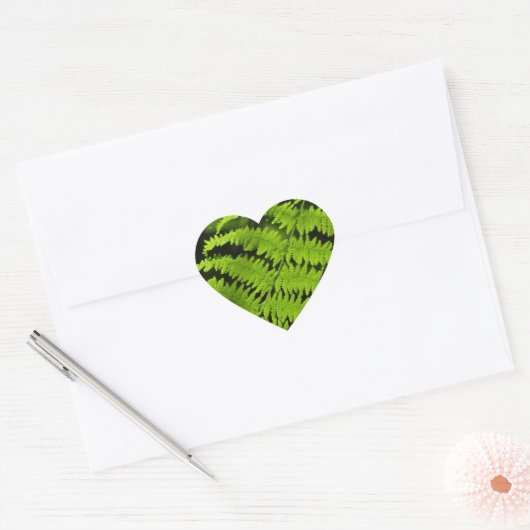 Groene fern hart sticker (Envelop)